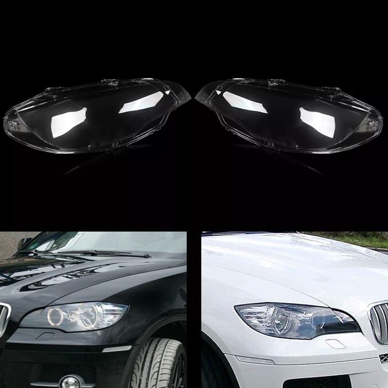 Artudatech 2PCS Clear Headlight Lens Cover Headlamp Left+Right For BMW E71 X6 2008-2014 Car Accessories