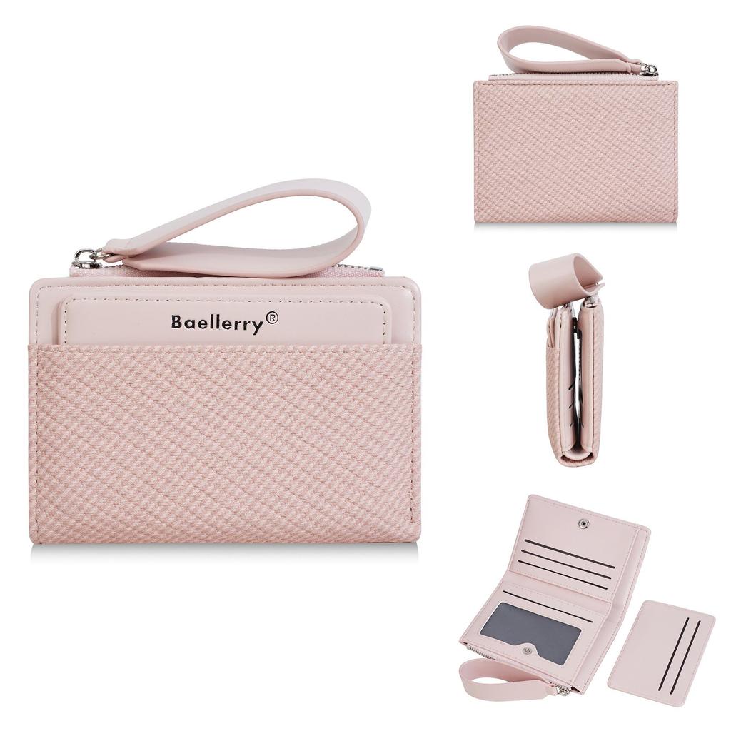 High-End Women's Short Wallet with Wrist Strap - Multiple Card Slots & Fashionable Zipper Coin Purse