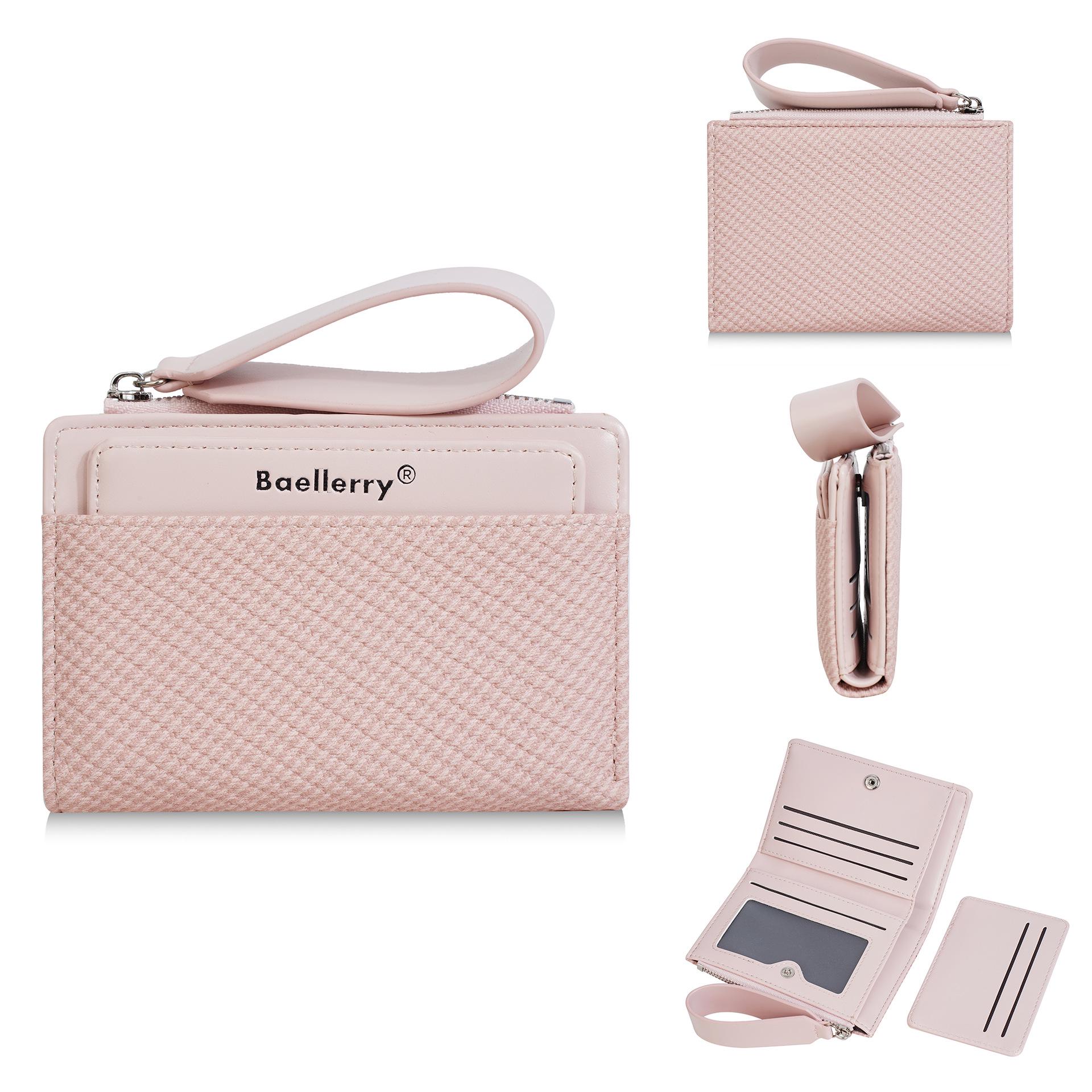

High-End Women s Short Wallet with Wrist Strap - Multiple Card Slots & Fashionable Zipper Coin Purse світло-рожевий колір