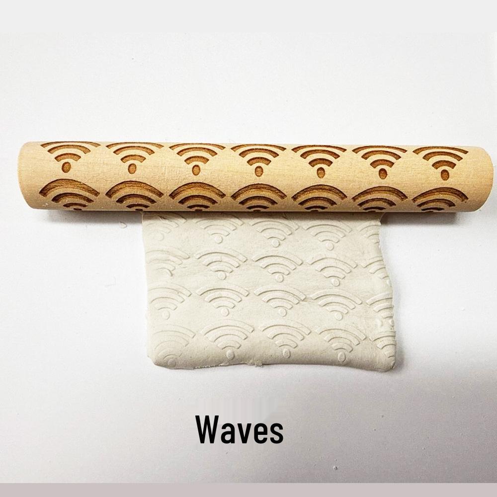 Wood Grain Embossed Rolling Pin for Clay and Baking