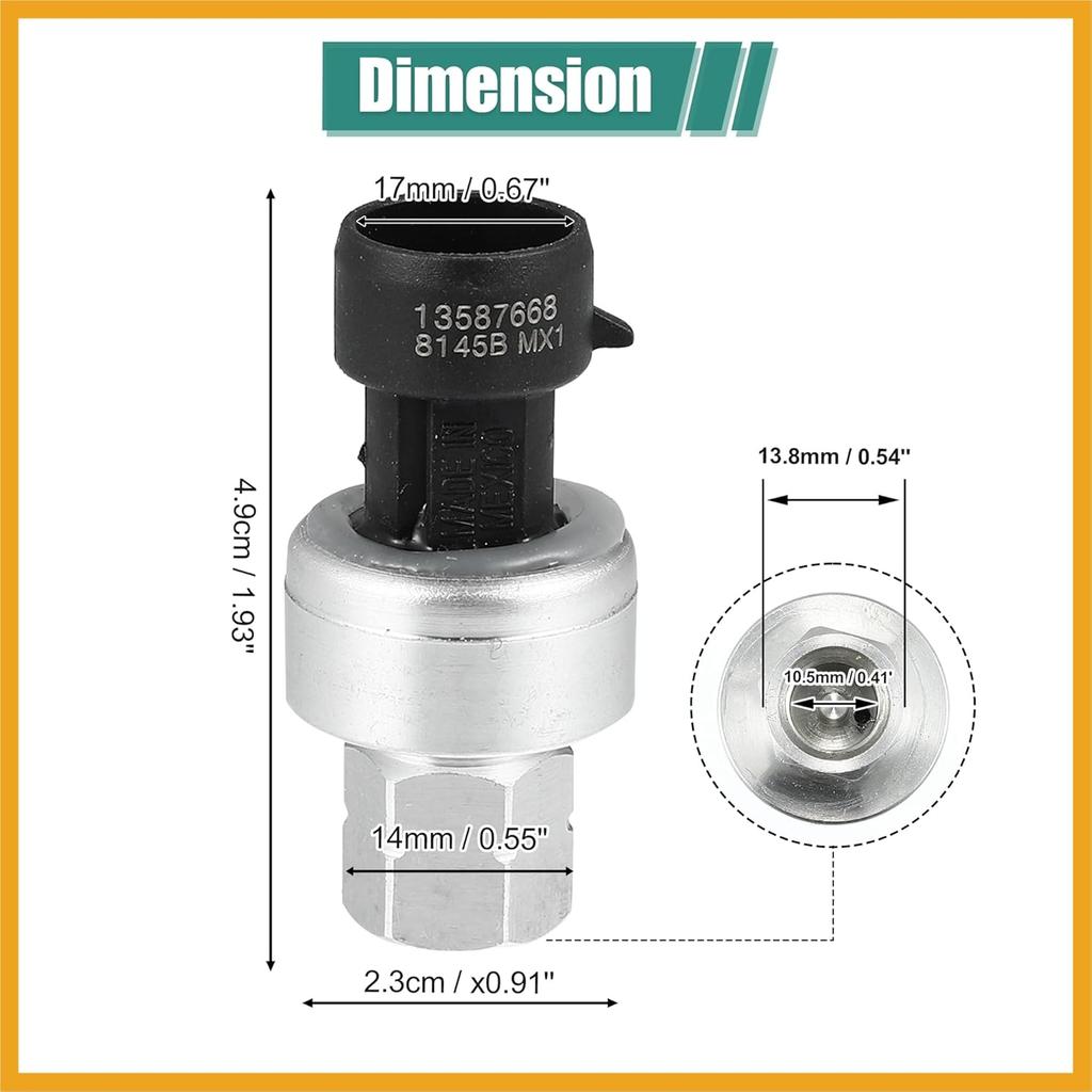 13587668 A/C Pressure Sensor Switch 22634172 Air Conditioner Clutch Cycle Switch OE for GMC Sierra for Pontiac for Buick Replacement