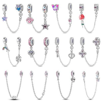 Copper Heart Shaped Keylock Cross Pattern Fantasy Cat Claw Safety Chains Fit Qikaola Original Bracelets Diy Jewelry