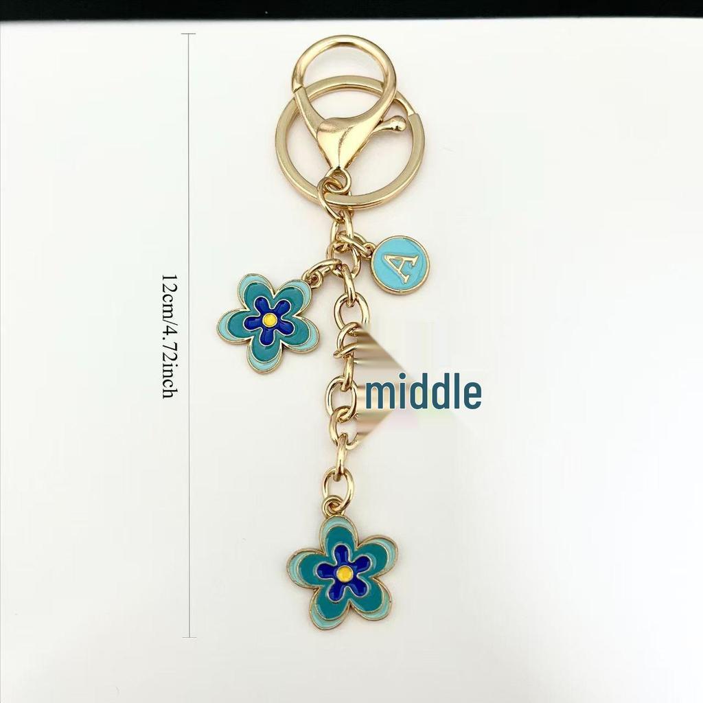 Gradient Flower Letter Keychain for Bags and Car Keys