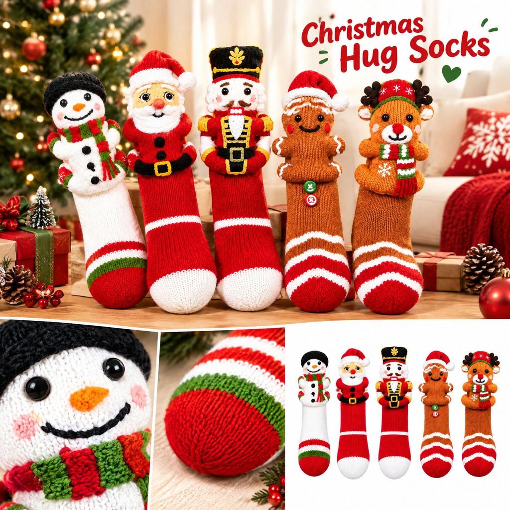 3D Christmas Hugging Stocking Decoration, Festive Holiday Hanging Ornament for Home