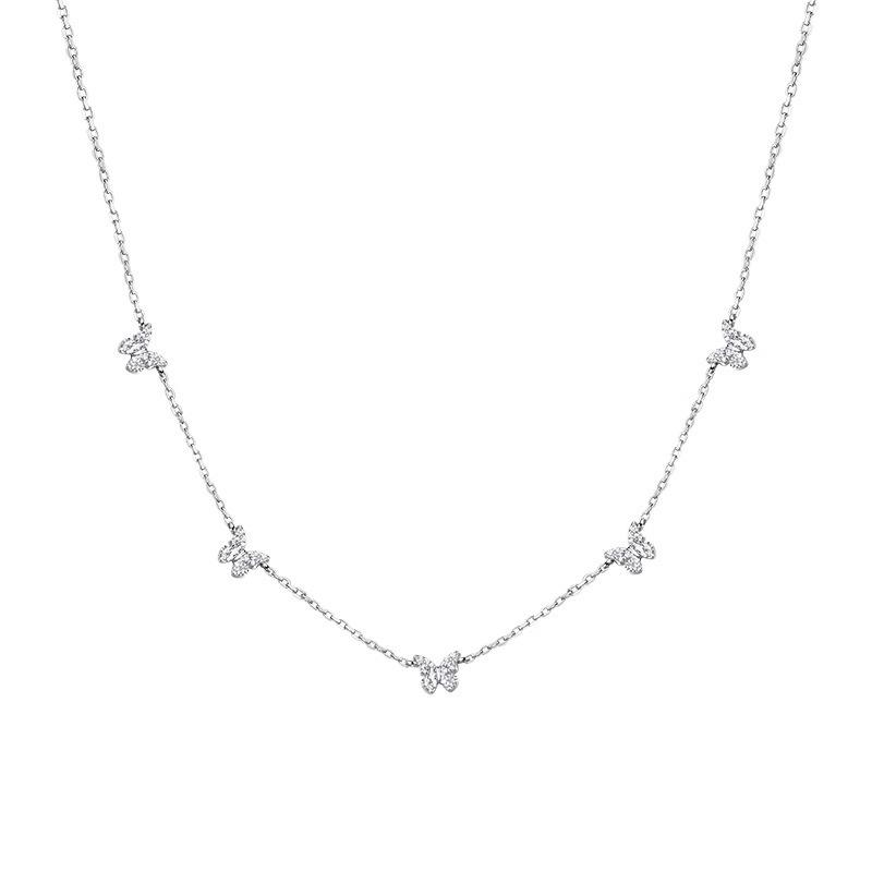 

S925 Sterling Silver Dancing Butterfly Necklace - Elegant, Versatile Petite Design in Exquisite European and American Style Jewelry for Women 925 Silver платиновий