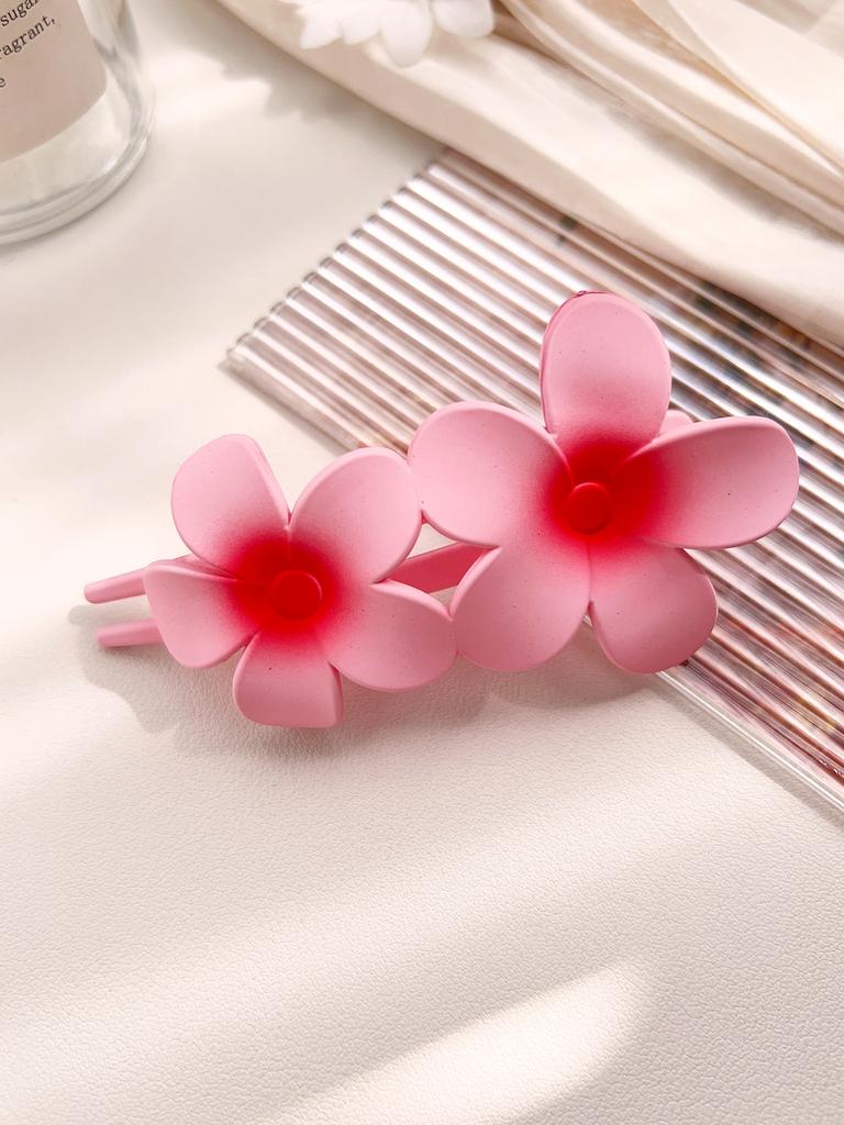 Summer Large Hair Clips Elegant Frosted Butterfly Flower Barrettes Women Beach Hawaii Floral Hairpins Simple Duckbill Headwear