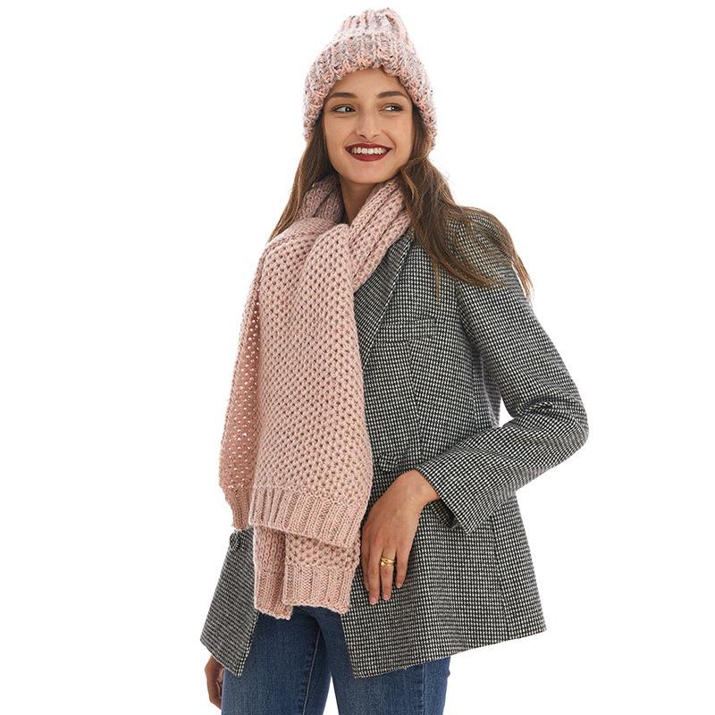 Scarf women's winter new versatile warm wool scarf men's and women's knitted thickened scarf