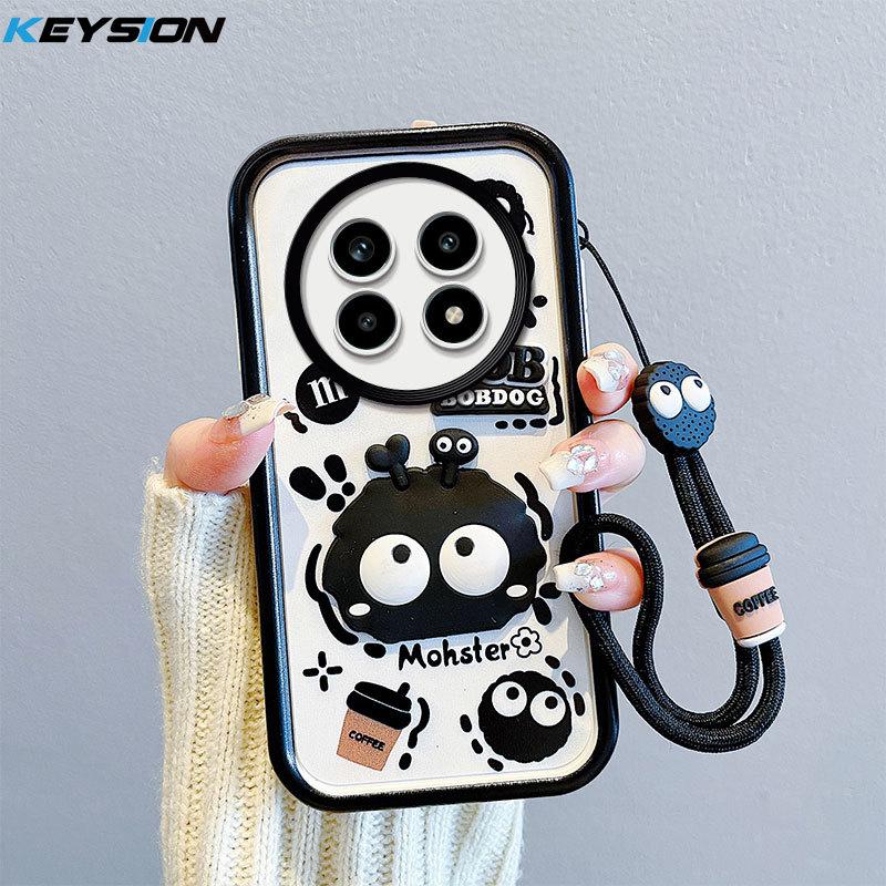 KEYSION Shockproof Case for Realme 13 Pro 5G with Lanyard Silicone Cute 3D Cartoon Doll Phone Cover for Realme 13 Pro+ 5G