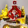 Christmas Igloo Ornaments Church Figurines with Rotating Train LED Lights Music Box Figurines Decorative Holiday Decor Festive Gift