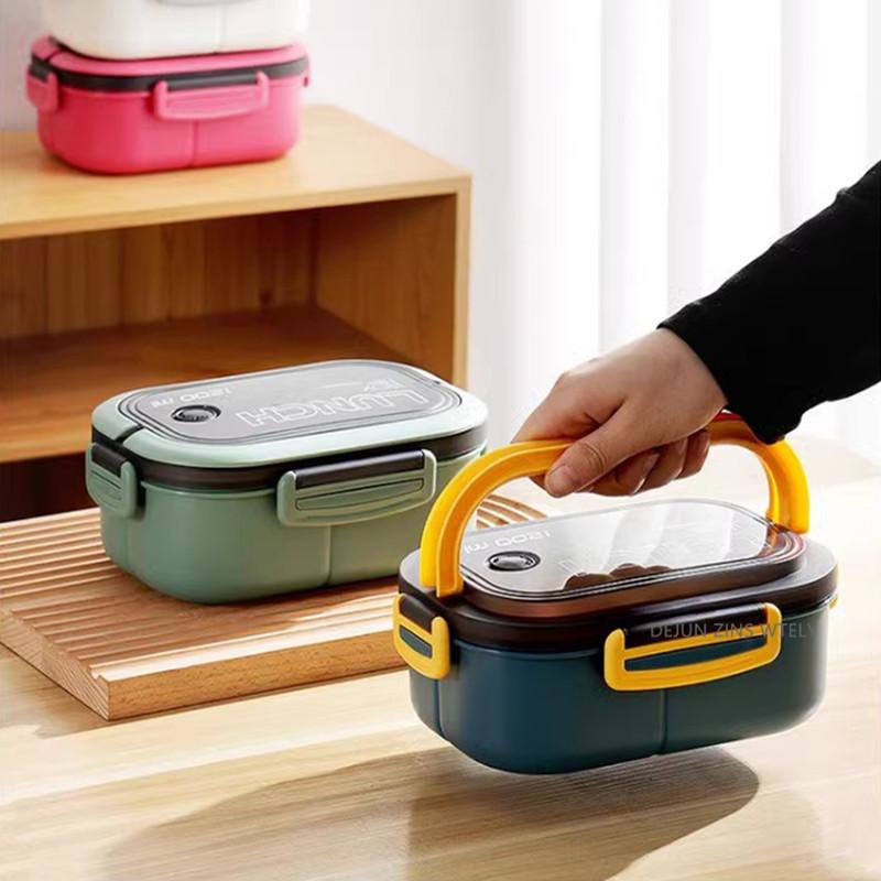 Student Lunch Box Thickened PP Plastic Material Partition Double-deck Bento Lunch Box Can Be Heated By Microwave Oven Lunchbox