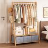 Bamboo Rolling Garment Rack with Storage