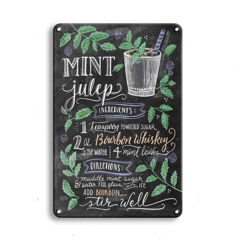 Vintage Metal Tin Sign Decorations Gin & Tonic Cocktail Plate Decorative Poster Plaque Bar Kitchen Home Wall Decor 8 X 12 Inch