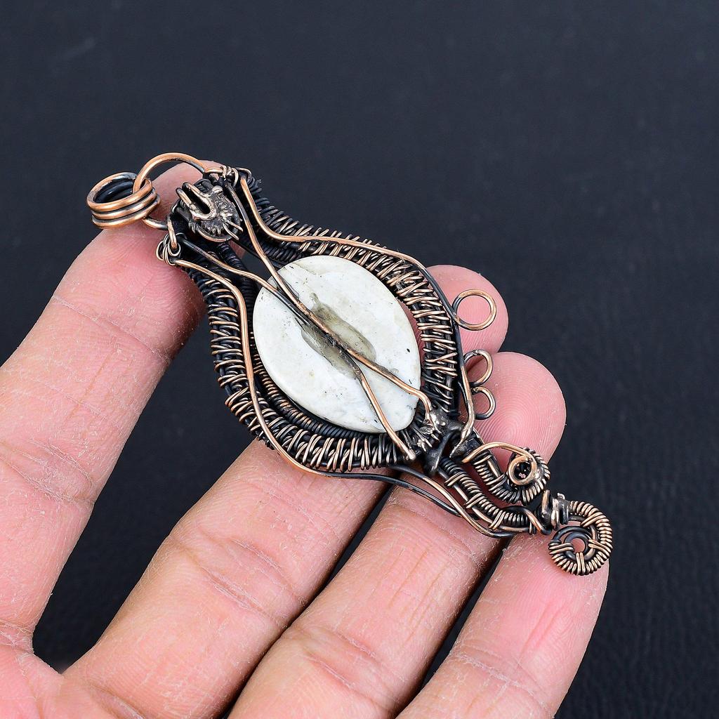 Lady Carved Face 999 Copper Wire Wrapped Pendant, Handmade Gemstone Pendant Jewelry, Gifts For Wife Brand New Pendant