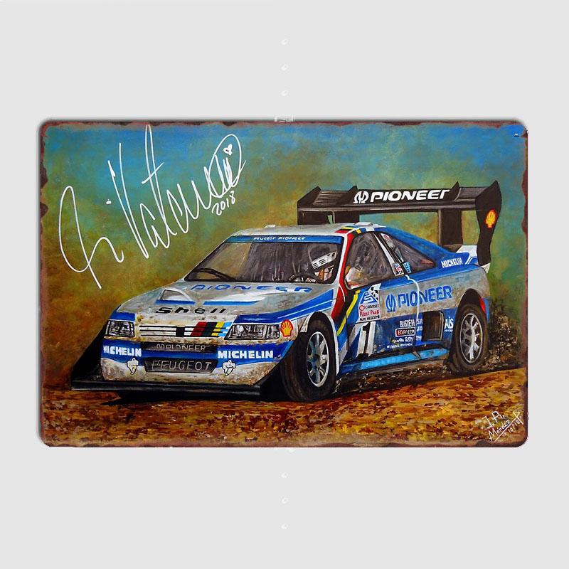 WRC Ари Ватанен Пайкс Пик 405 раллийные гонки Легендарные Настенные Постеры Металлический Постер Знак Гараж Клуб Стена Комната Декор Домашний Декор 7.9x11.8In(20x30cm)