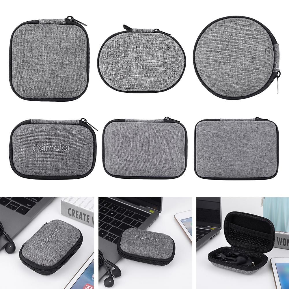 Small Earphone Storage Bags Shockproof Mini Tech Gadgets Portable Case with Mesh Pocket Charger U Disk Zipper Pouch Anti-scratch