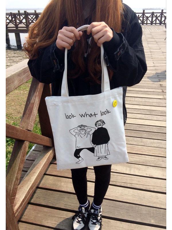 Korean Minimalist Canvas Shoulder Bag - Women's Trendy Handbag for Travel, Shopping, and School