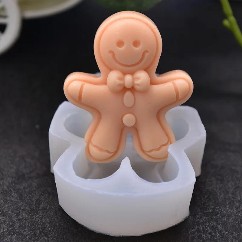 Smile Face Gingerbread Man Silicone Mold Gingerbread Sugar Cake DIY Candle Making Supplies Mould Festival Christmas Decoraions