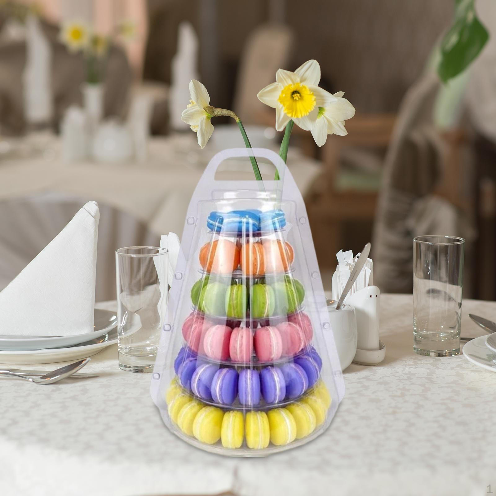 Macaron Stand,Macaron Display Rack Platter 6 Tiers Transparent Desserts Cupcake Holder for Shower