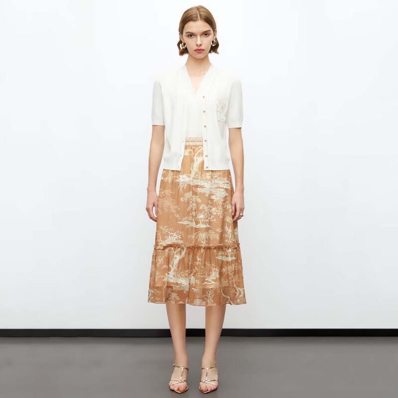 JESSIE Chic Printed Mulberry Silk Skirt