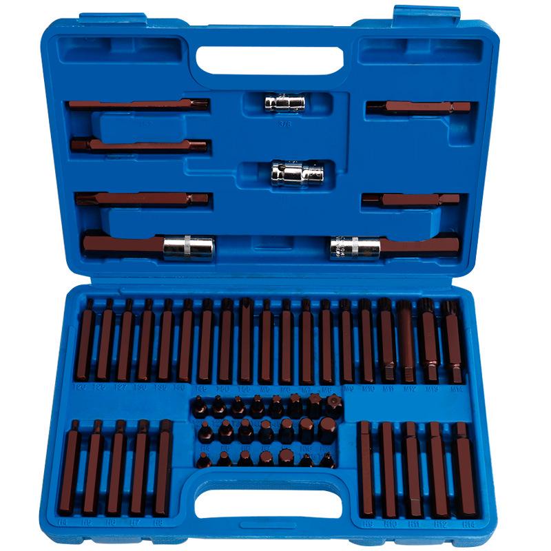 60-Piece Twelve-Point Star and Hex Key Bit Set for Auto Repair & Maintenance