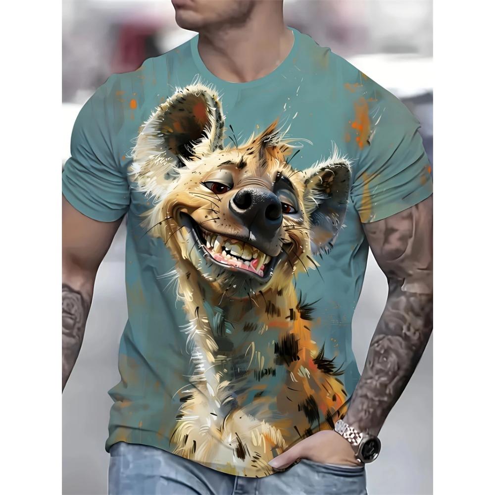 Summer Men's T-shirt Cartoon Animal Print Casual Short Sleeve Y2k T Shirt Women Outdoor Plus Size Streetwear Clothing