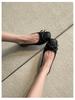 Women's Woven Bowknot Low Heels - Comfortable Square Toe Flats for Spring/Autumn