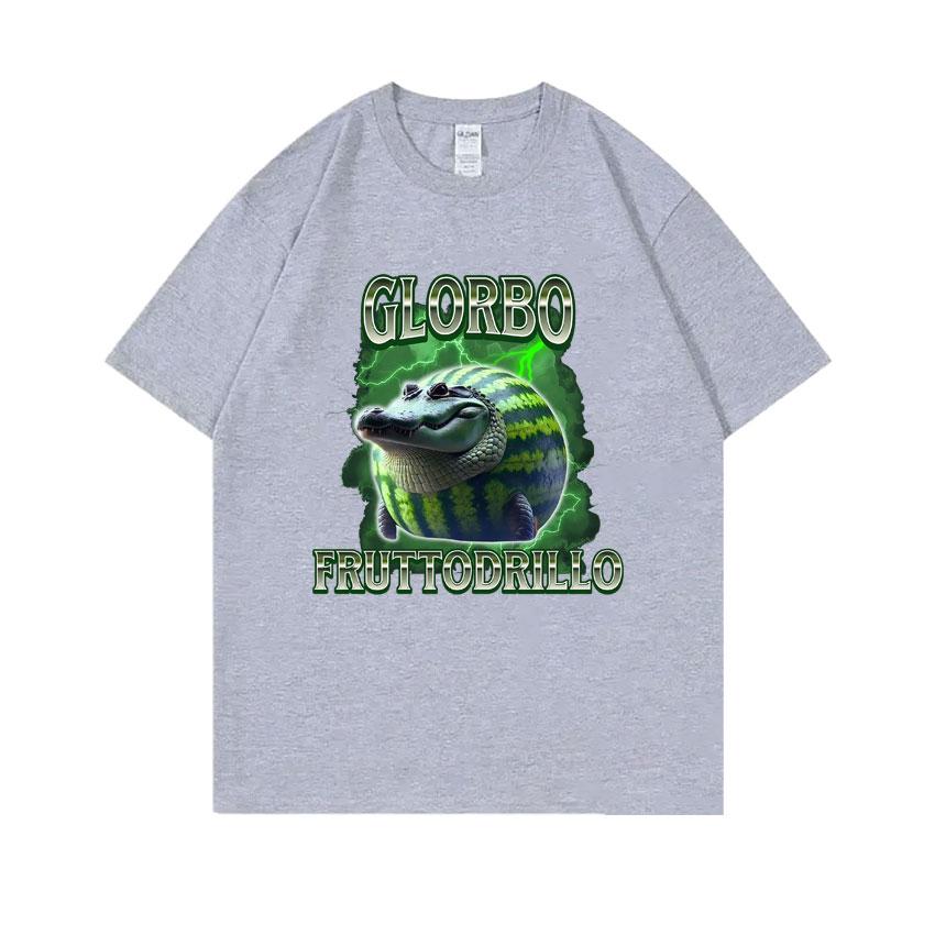 Italian Brainrot Glorbo Fruttodrillo T Shirts Watermelon Crocodile Funny Meme T-shirt Summer Men Women Fashion Oversized Tops