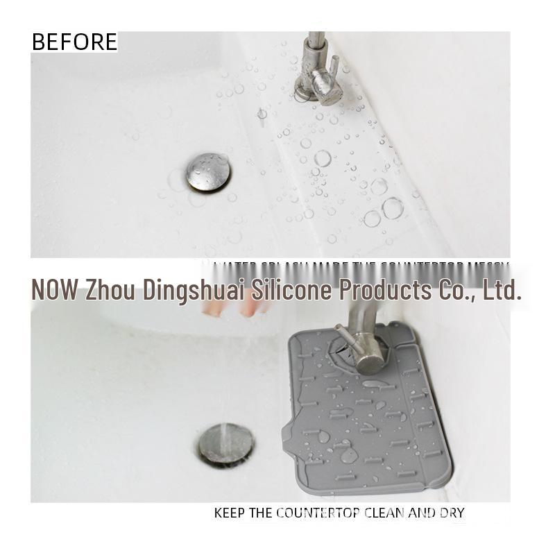 Dual-Sided Silicone Sink Mat: Splash-Proof, Quick-Dry, Kitchen & Bathroom Faucet Baffle.