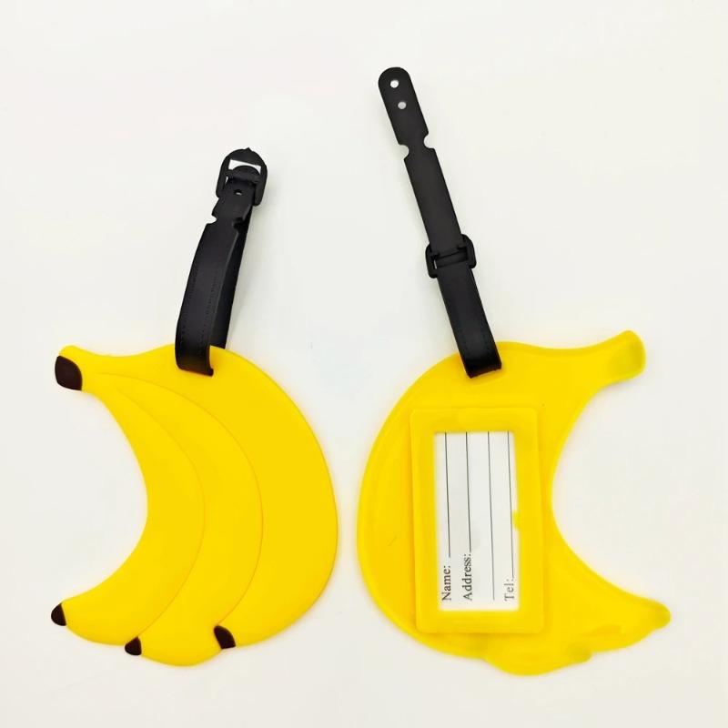 1Pc Cute Banana Luggage Tag Pendant For Travel Airport Luggage Bag Anti Loss Tag Adult Travel Essential Items For Both Men A