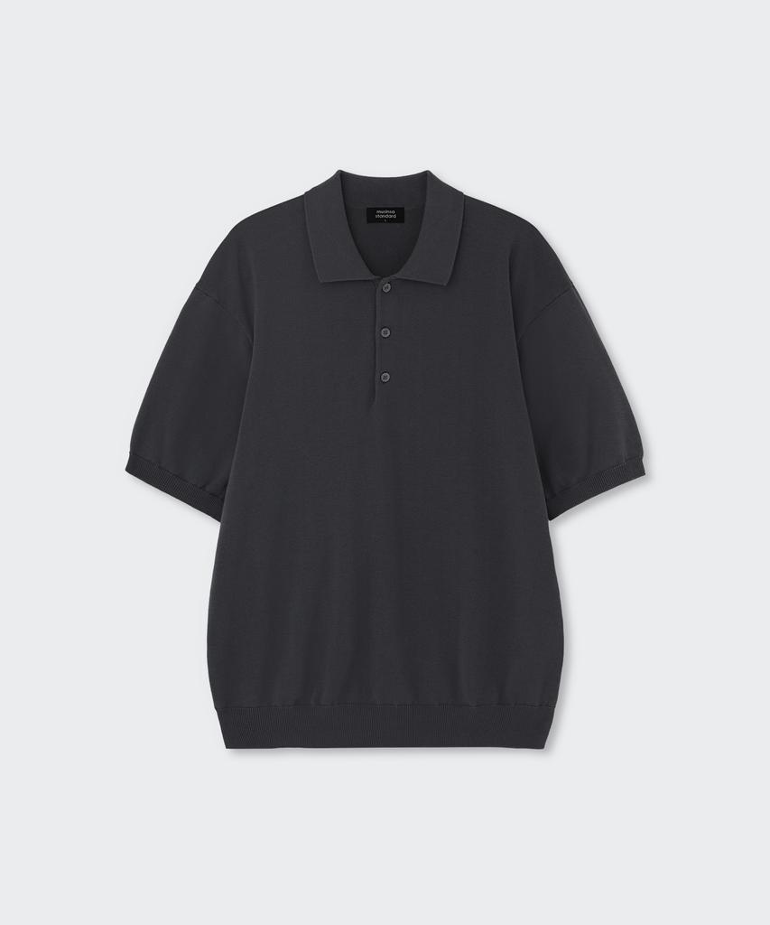MUSINSA STANDARD Washable Supima Cotton Knitted Polo Shirt [Dark Grey]