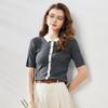 Women's Soluble Wool Blend Short Sleeve Knit Polo Shirt