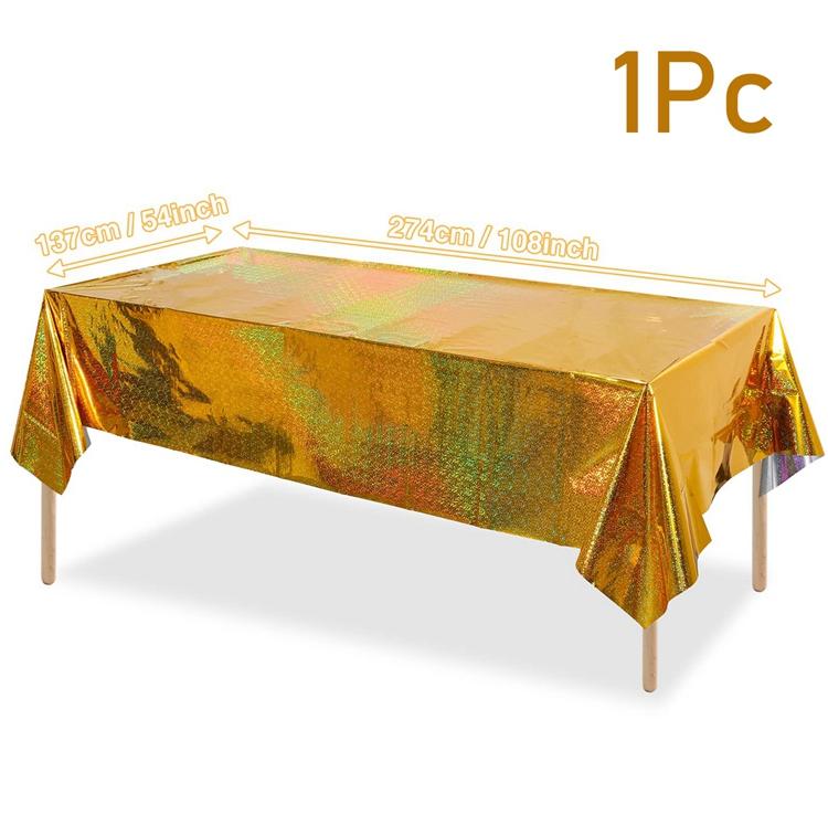 Iridescence Laser Aluminum Film Tablecloth Table Cover Happy Birthday Party Decortion Kids Baby Shower Decor Tablecloth Supplies