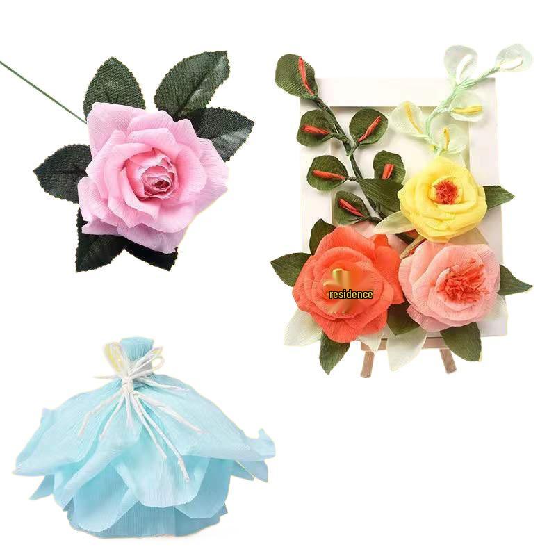Thickened Colored Crepe Paper for DIY Rose Origami and Kindergarten Crafts