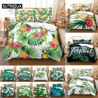 Quilt Bettbezug Bettwäscheset Kissenbezug Bettwäsche Grün Pflanze 3D Queen King Size Doppelbett Full Einzel 220x240 200x200 Schlafzimmer