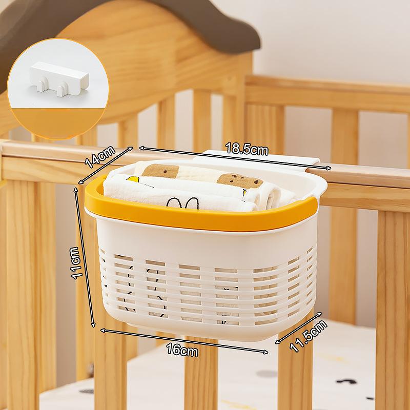 Baby Crib Sundries Storage Baskets Home Feeding Bottle Diapers Organize Box Bibs Clip Bedside Plastic Small Items Storage Basket