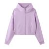 3 Large Fur Ring Solid Color Turtleneck Hooded Zipper Women's Short Hoodie Autumn and Winter Round Neck Fashion Sweater Women