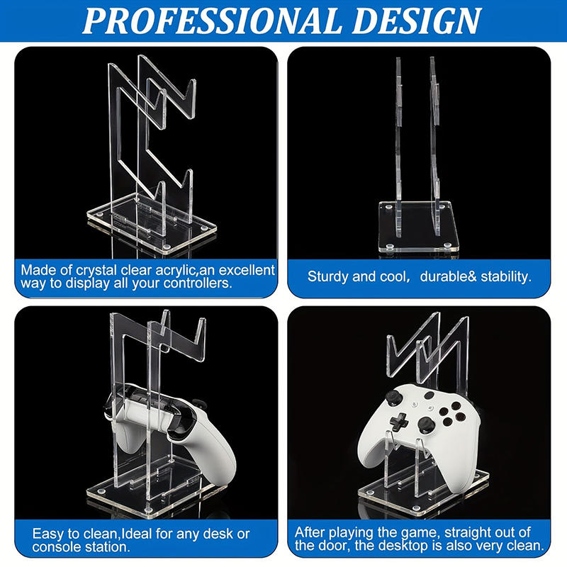 Game Handle Display Stand With Headphone Holder Clear 2 Layer Gaming Accessories Organizer Storage Rack For 1/2 Controllers PS5 PS4 Controller Stand