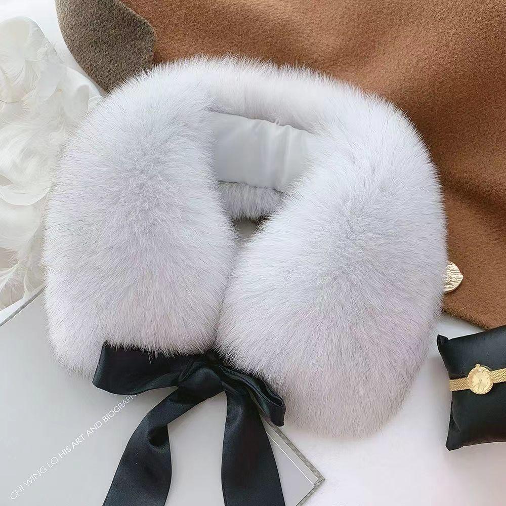 Fox Fur Collar Ladies Winter Furry Fur Collar Women Real Fox Fur Scarf Women Fox Fur Square Collar Short Scarf Shawl Winter