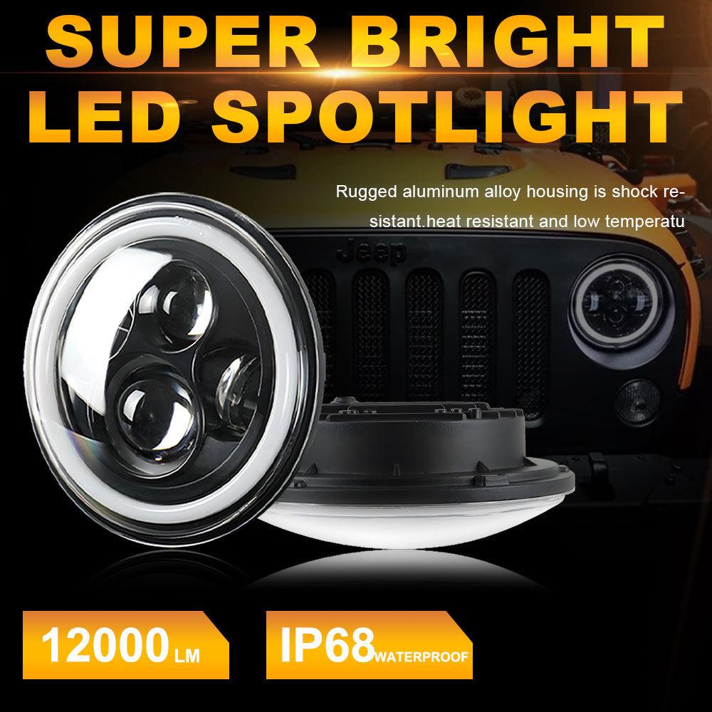 Maidsail New 7-inch 6000k 40w IP67 LED Headlight Modified Motorcycle Third-generation Angel Eyes Daytime Running Lights Full 3