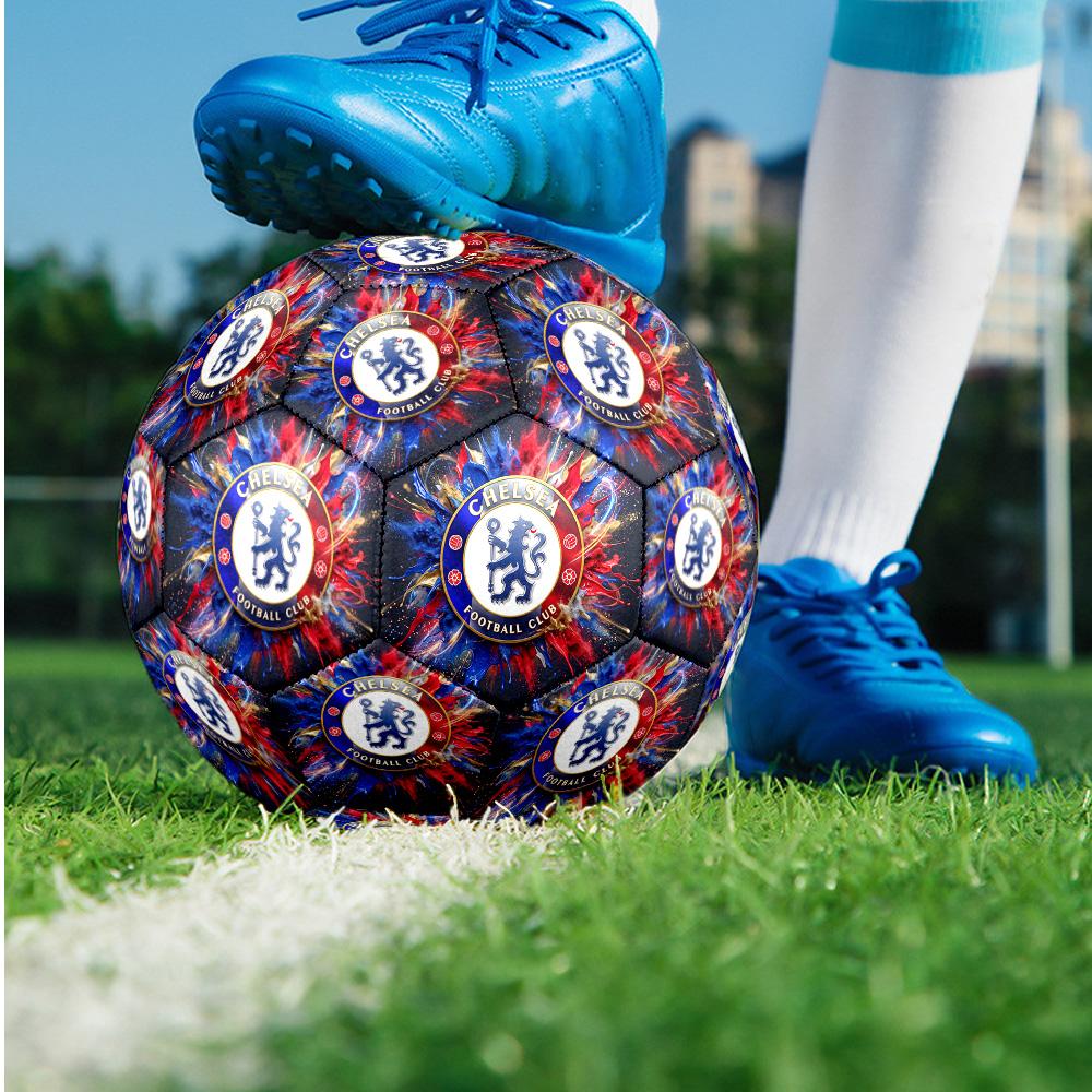 Chelsea FC Theme Soccer Ball Size 5 Soccer Ball Soft Touch Professional Training Football for Outdoor Sports