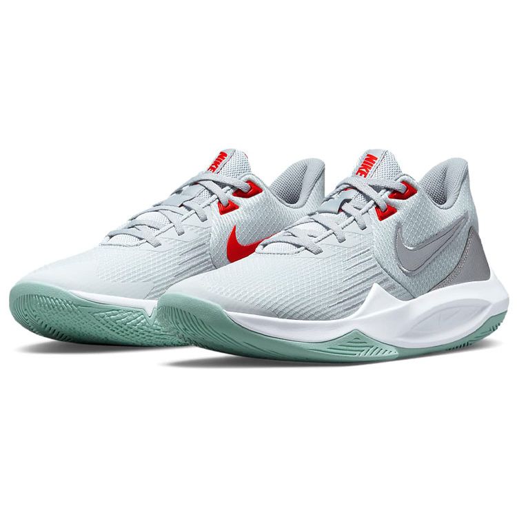 Nike Precision 5 Pure Platinum Metallic Silver Men Sneakers Grey Wolf-Grey Chile-Red CW3403-002