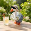 Bikini Desk Goose Outfit, 7 Inch Mini Goose Bikini Costume with Straw Hat, Sunglasses, Swim Ring for Summer Hawaiian Party Table Decor