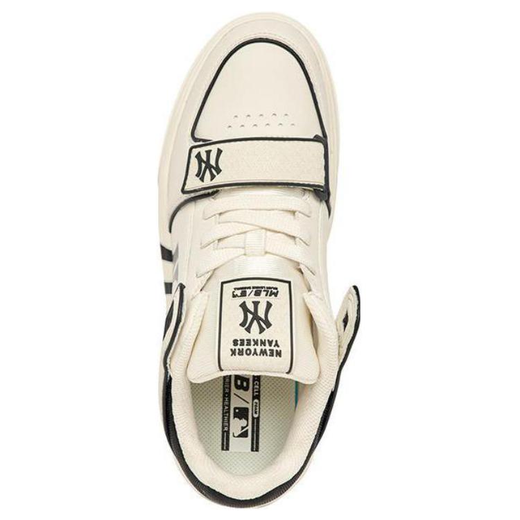 MLB Chunky Liner New York Yankees High-Top Sneakers Non-Slip Wear-Resistant Increased Height Unisex Sneakers Off-White Black 3ASXLMB3N-50BKS
