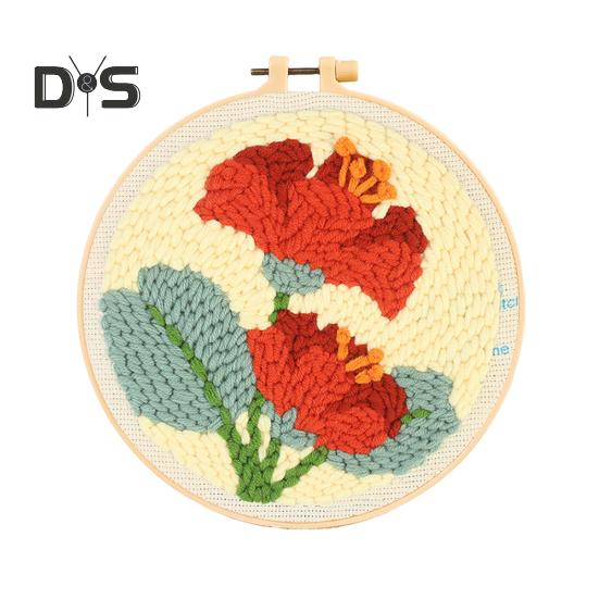 Punch Stitch Kit Healing Weave Punch Stitching Kit für Erwachsene und Kinder, DIY Punch Needle Stickset mit Werkzeug, Garne, Hoop für Anfänger