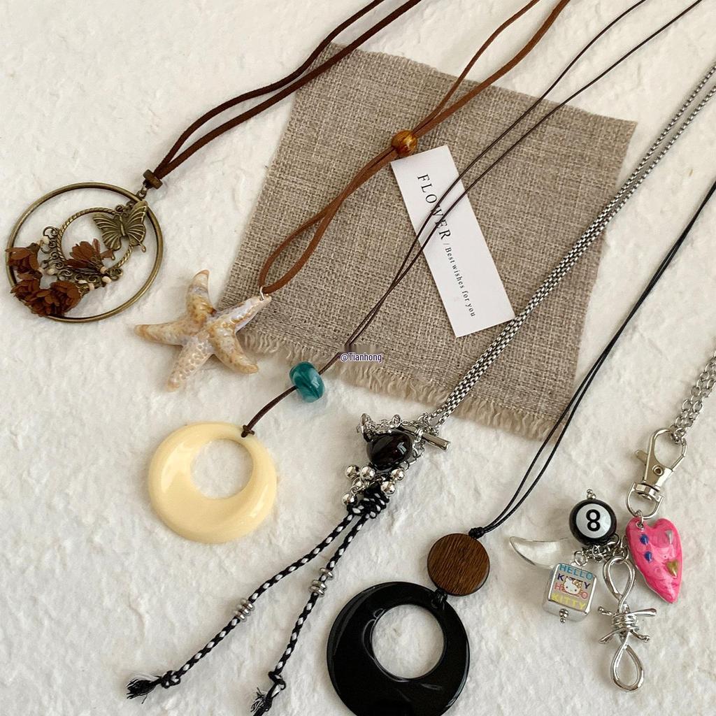 Bohemian Style Long Pendant Necklace for Women's Summer Beach Outfit