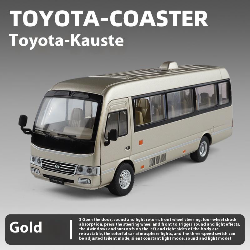 

1:24 Toyota Coaster Medium Business Bus Alloy Diecast Model Car Simulation Boutique Bookcase Decoration Trendy Ornament Gift Boy