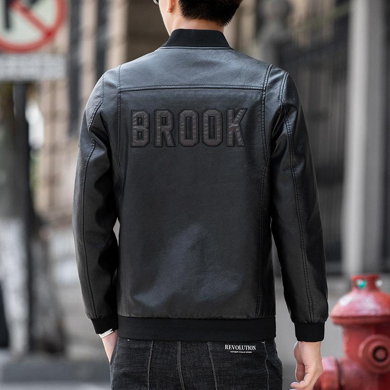 Herrejakke Vår og høst Skinnjakke Høst og vinter Mote Trend Allsidig Tynn Skinnjakke Topp