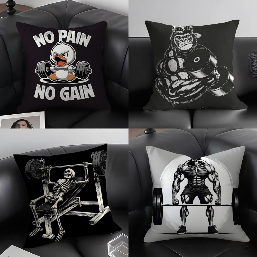 Gym Fitness Bodybuilding Workout Cushion Cover Pillowcase Ultra Soft Skin Friendly Fabric Cloud Like Comfort Concealed Zipper