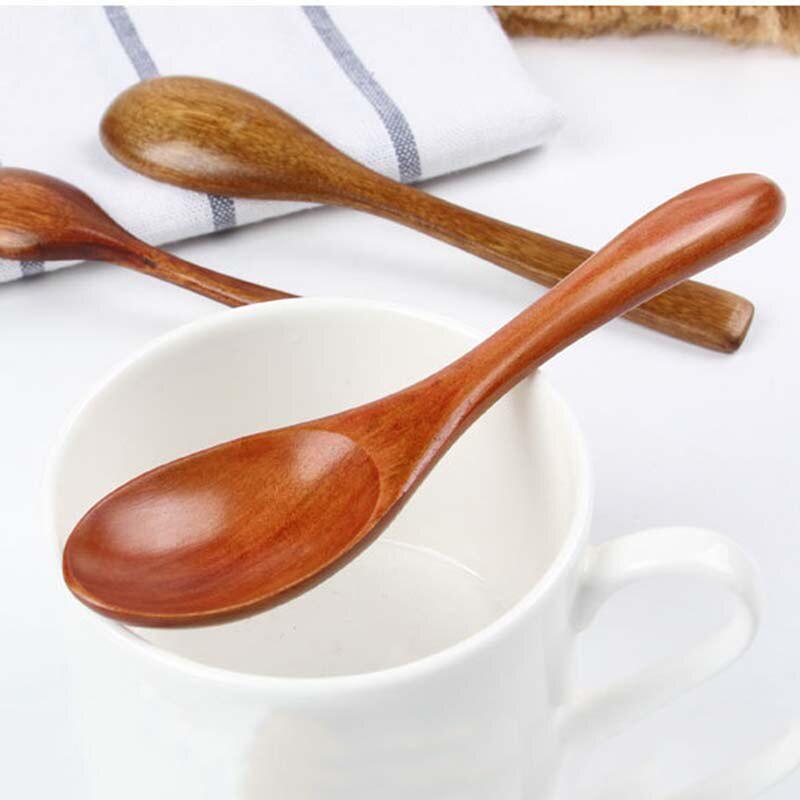 Natural Wood Spoon Japanese Style Wooden Tableware Coffee Tea Rice Spoon Kitchen Accessories