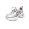 2025 dad shoes women's cloth lace-up silver-white heightened platform casual light training summer breathable sports shoes